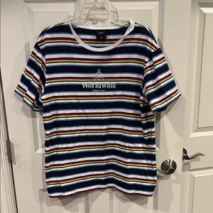 XL Huf worldwide Striped T-Shirt 100% cotton